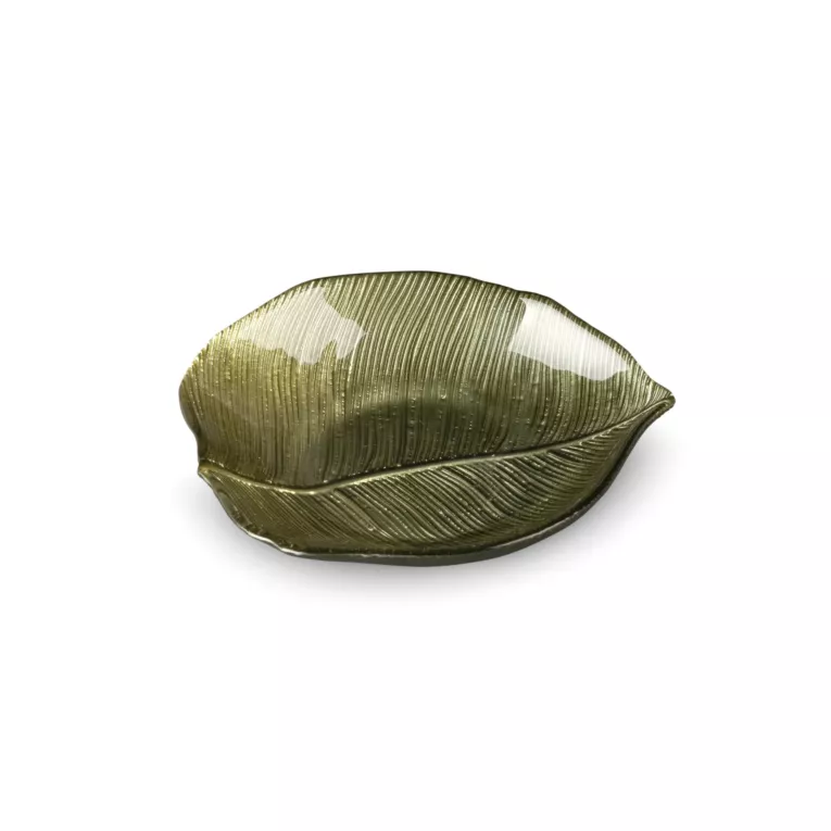 Patera ERIKA ze szkła artystycznego w kształcie liścia