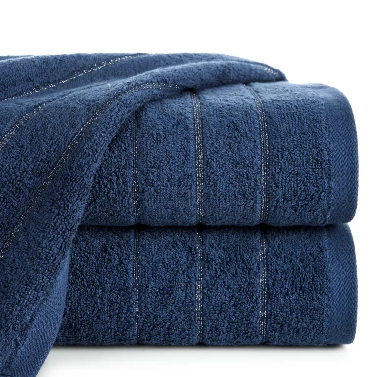 Ręcznik kąpielowy 50x90 cm bawełniany kolor granatowy z lśniącymi paseczkami 500 g/m2 DALI