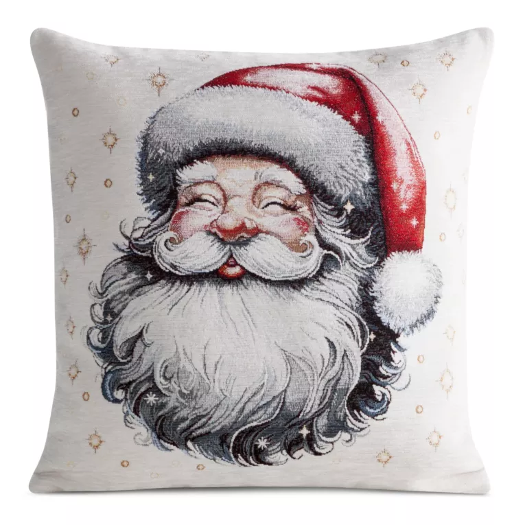 Poszewka na poduszkę świąteczna 45x45 cm gobelinowa z tkanym wzorem mikołaja