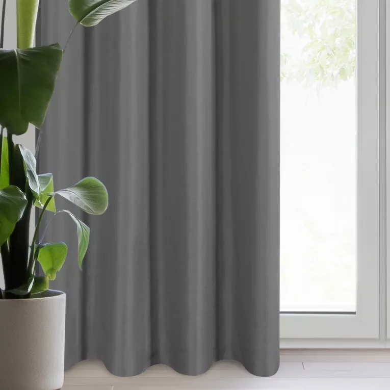 Zasłona grafitowa z gładkiej matowej tkaniny 140x250 cm przelotka - ADARI