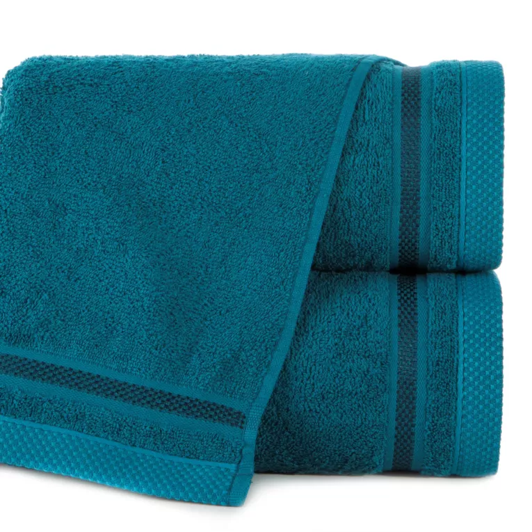 Ręcznik do rąk 40x60 cm bawełniany kolor turkusowy z bordiurą w paski 500 g/m2 ABBIE