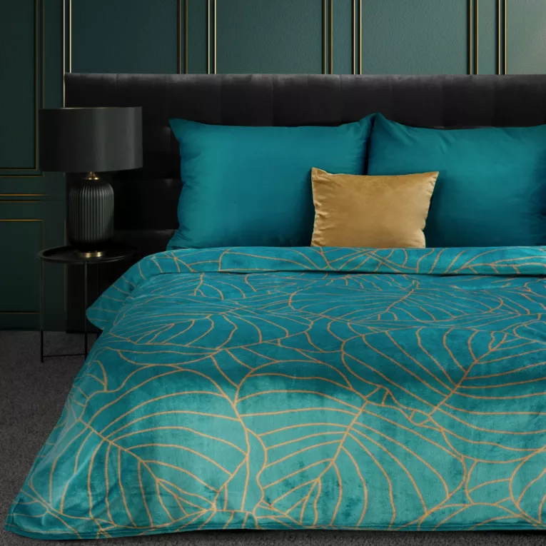 LIMITED COLLECTION Koc LILI 2 miękki i miły w dotyku zdobiony motywem dużych liści