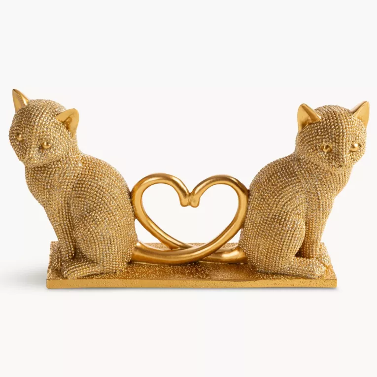 Figurka złota w kształcie siedzących kotów o drobnym strukturalnym wzorze 22x7x12 cm ELDO 2