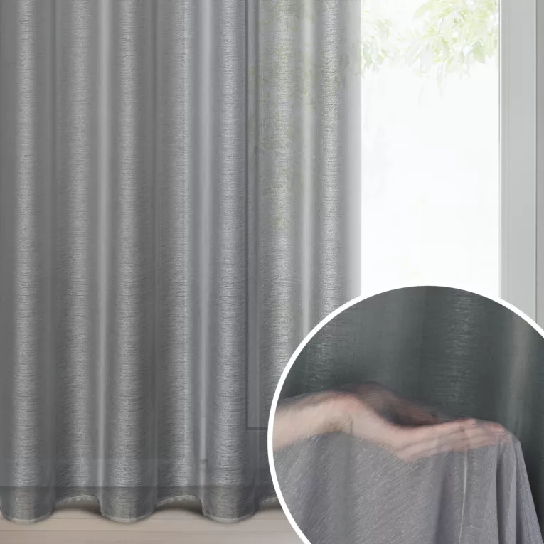 Firana stalowa o strukturze drobnego deszczyku wzór poziomy 140x250 cm przelotka REBECCA