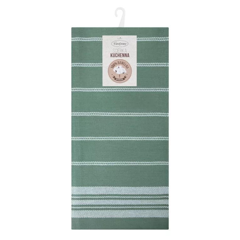 Komplet ściereczek kuchennych 2szt 50x70 cm bawełniany kolor zielony w kratkę oraz subtelne pasy 200 g/m2 RUBI