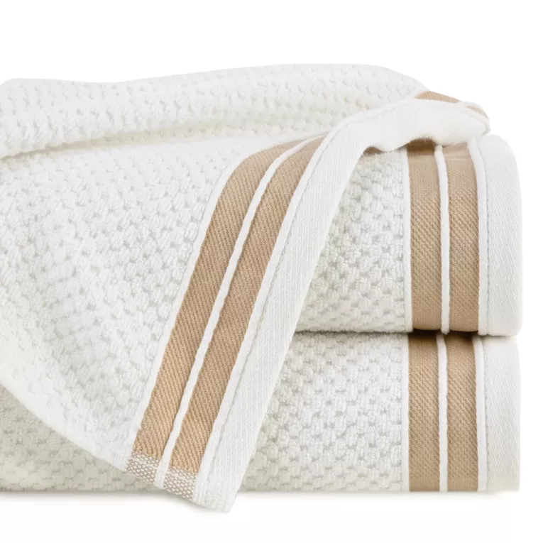 Ręcznik kąpielowy 50x90 cm bawełniany kolor kremowy w pasy 500 g/m2 MADLEN