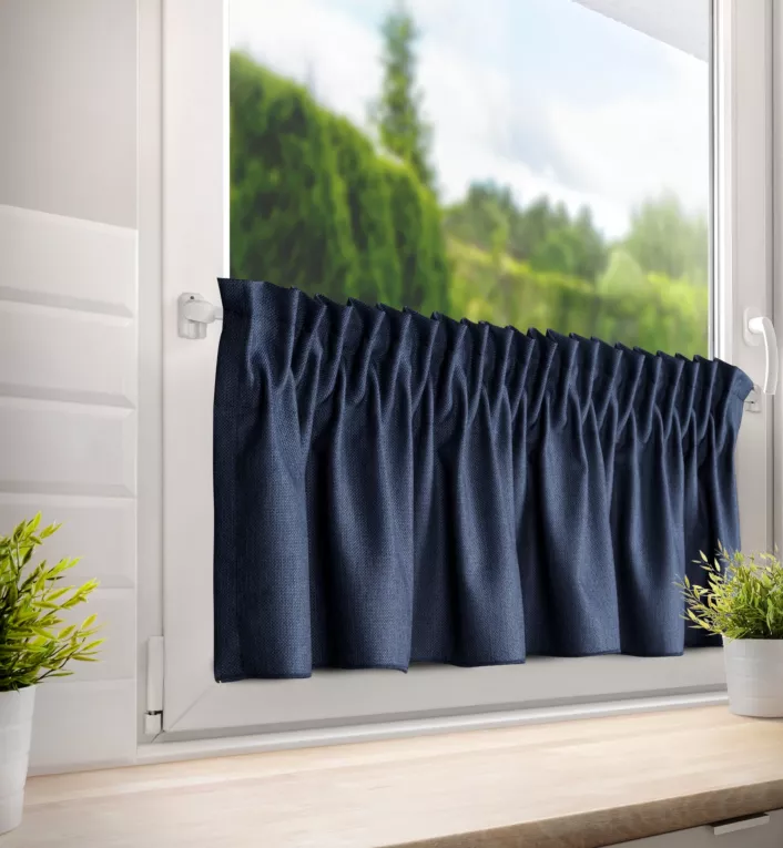 Zazdrostka granatowa z tkaniny o płóciennym splocie 140x30 cm taśma LENA