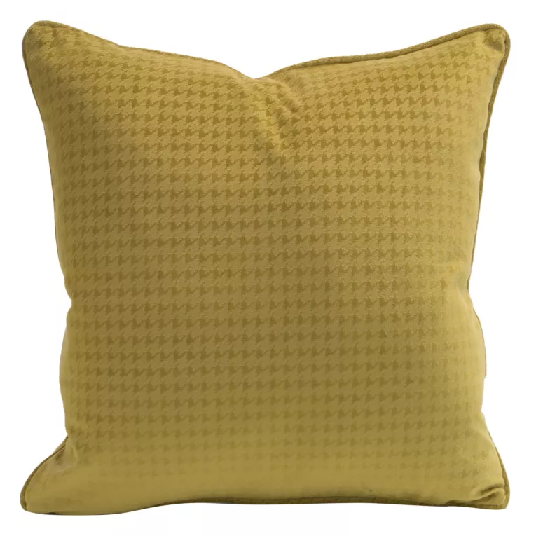 Poszewka na poduszkę 40x40 cm welwetowa kolor musztardowy wytłaczana w pepitkę z ozdobną wypustką AMELIA