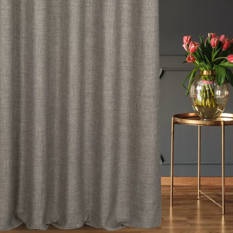 Zasłona szyta na taśmie 5 cm stalowa z tkaniny o grubym splocie