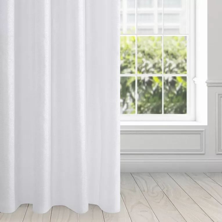 Firana biała przetykana srebrną nicią 140x250 cm przelotka ARLONA