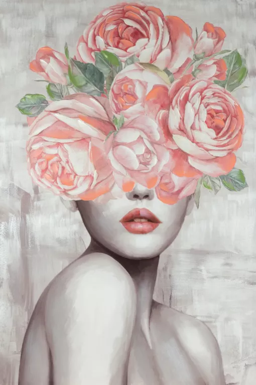 Obraz Obraz AMELI 1 portret kobiety w nakryciu głowy z kwiatów ręcznie malowany na płótnie