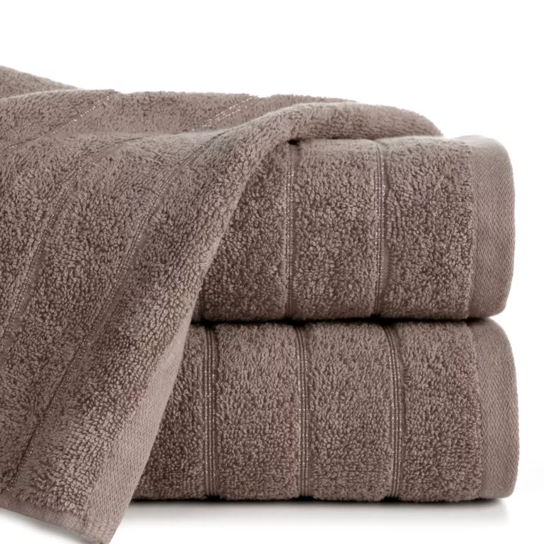 Ręcznik do rąk 30x50 cm bawełniany kolor jasnobrązowy z lśniącymi paseczkami 500 g/m2 DALI