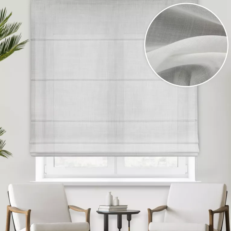 Roleta rzymska naturalna z matowej gęsto tkanej etaminy o naturalnym splocie i wysokości 350cm