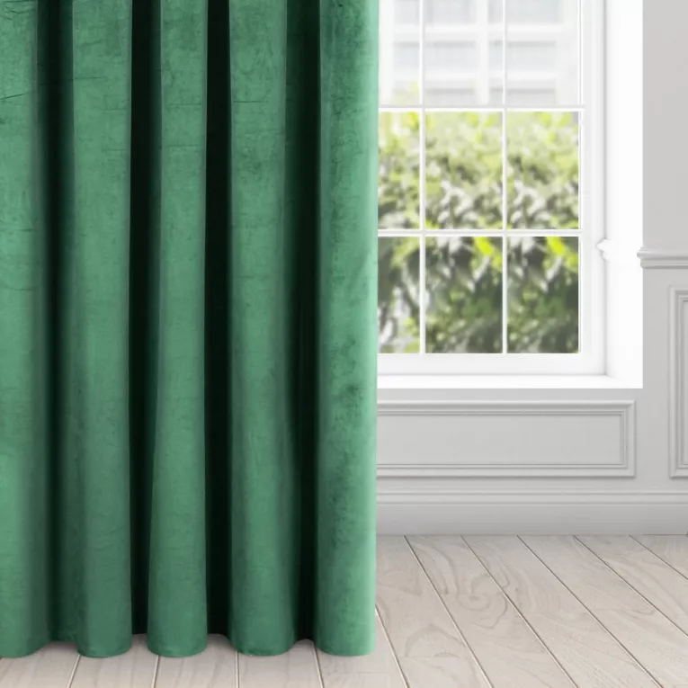 Zasłona zielona z miękkiego welwetu 140x250 cm przelotka - SUZANA