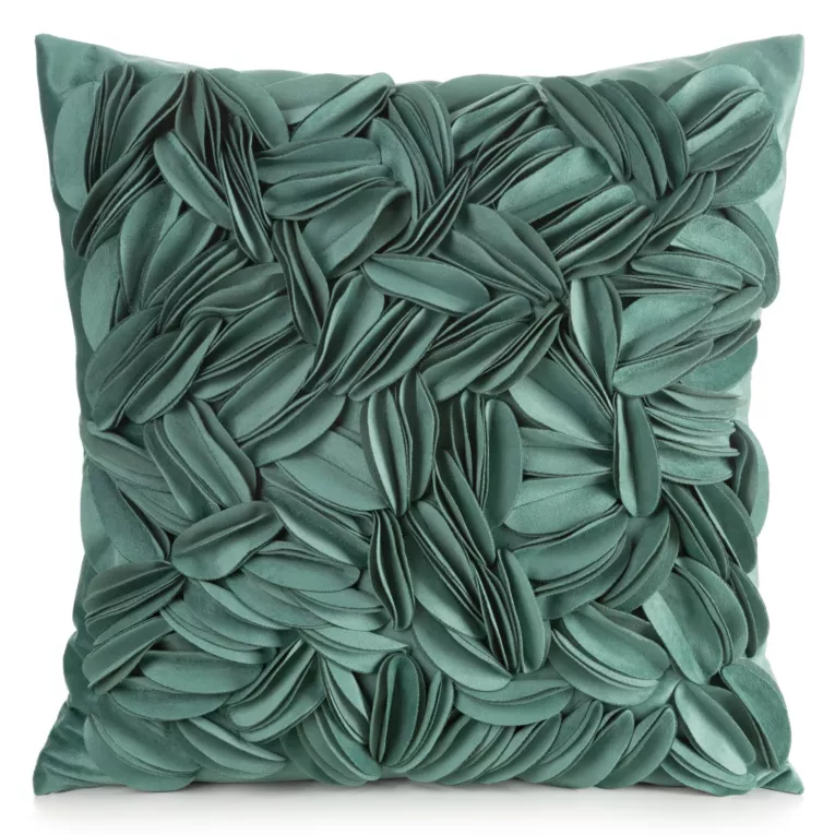 Poszewka na poduszkę 45x45 cm miętowa zdobiona trójwymiarową aplikacją LARI