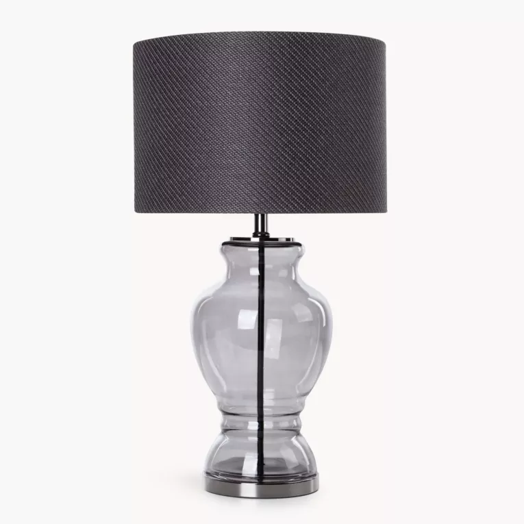 Lampa stołowa czarna MATEO z podstawą z dymionego szkła