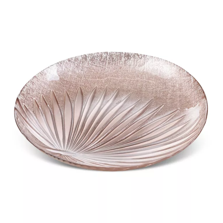 Patera dekoracyjna BENA ze szkła artystycznego z motywem palmowego liścia