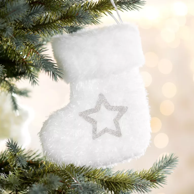 Ozdoba choinkowa SKARPETA z futerka