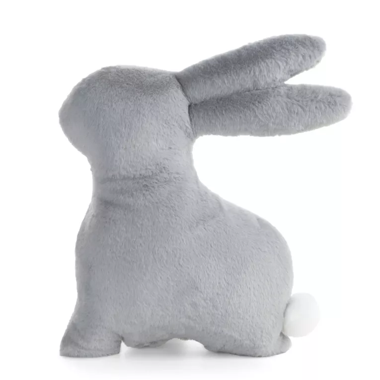 Wielkanocna poduszka w kształcie zajączka 35x39 cm srebrna WIOSNA 131