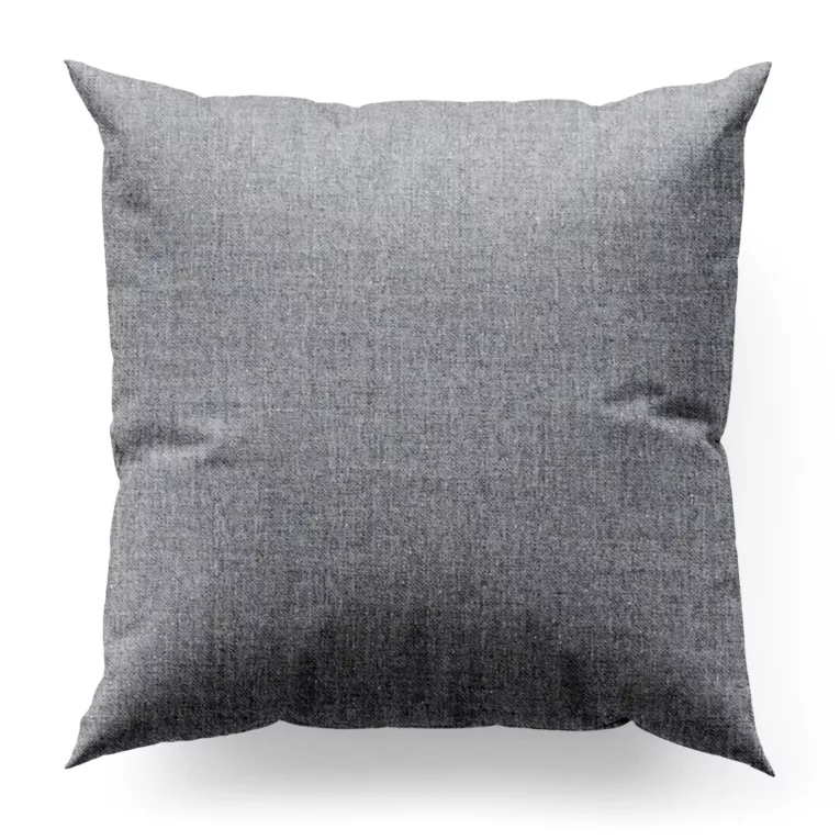 Poszewka szyta popielata z miękkiej tkaniny w stylu eko, z efektem melanżu, przetykana metaliczną nicią