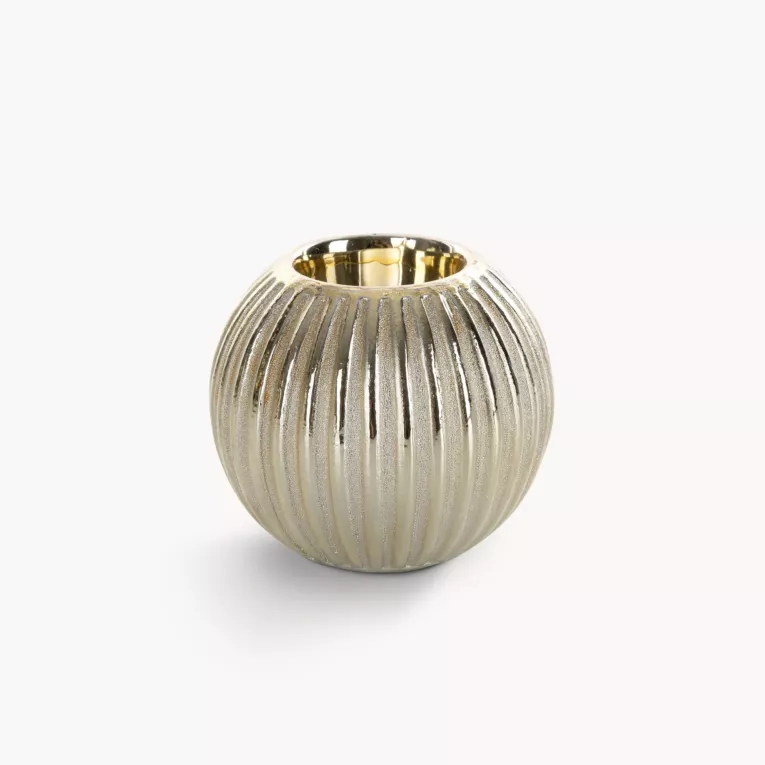 Świecznik dekoracyjny OMIKA zdobiony tłoczonymi prążkami