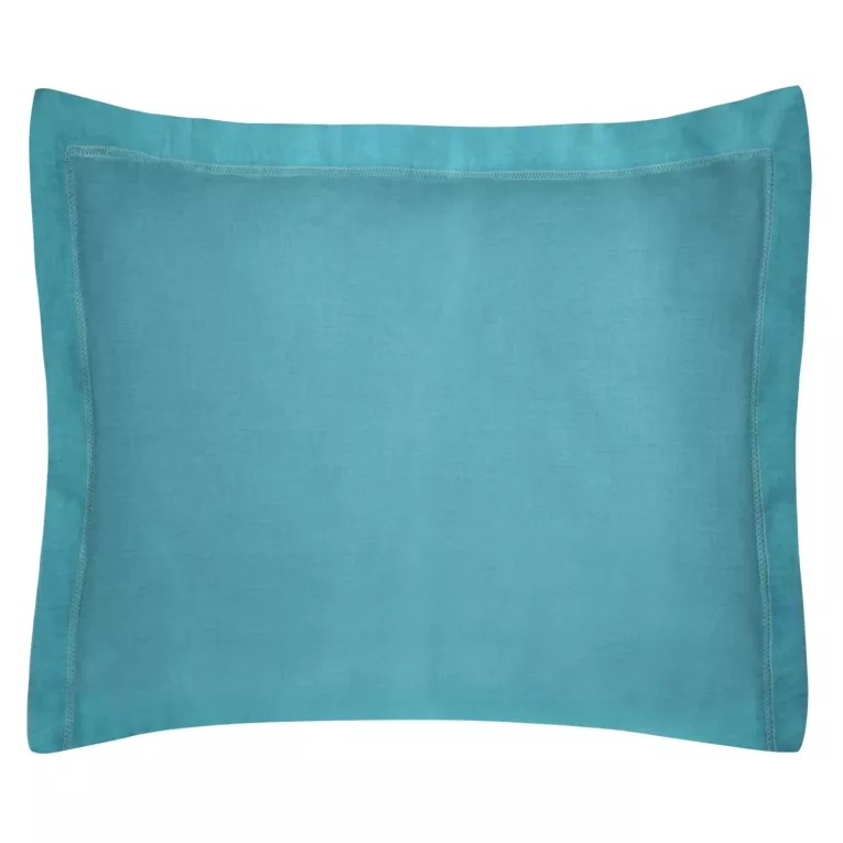 Poszewka na poduszkę 70x90 cm bawełniana turkusowa z satynowym połyskiem i ozdobną kantą NOVA COLOUR