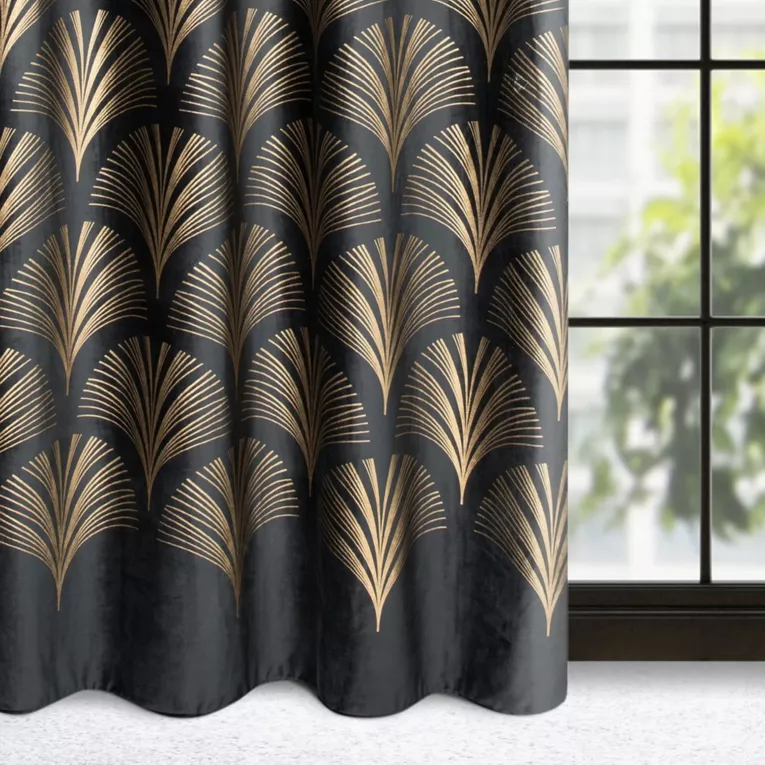 Zasłona BRIDGET z miękkiego welwetu ze złotym narukiem