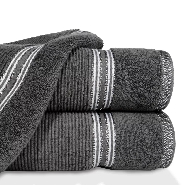 Ręcznik kąpielowy 70x140 cm bawełniany kolor stalowy z błyszczącą bordiurą 530 g/m2 FILON