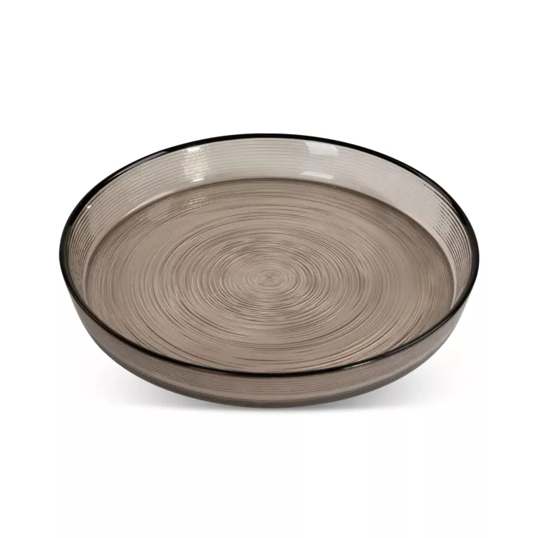 Patera LEA z dymionego szkła artystycznego o prążkowanej powierzchni