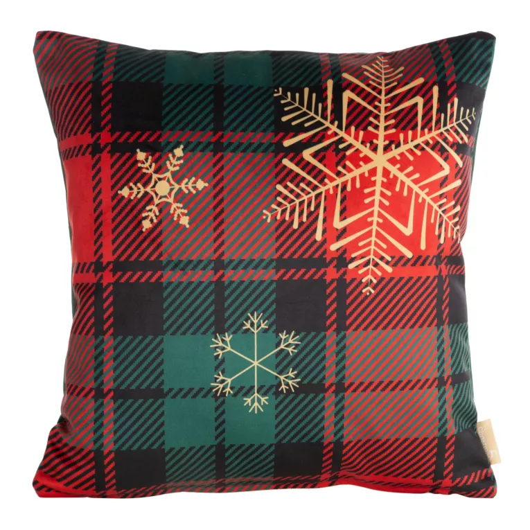 Poszewka na poduszkę świąteczna 45x45 cm welwetowa zdobiona motywem świątecznym