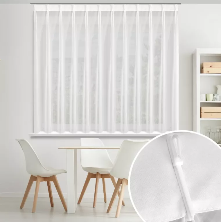 Firana biała z gładkiego woalu 230x170 cm (wymiar podany na gotowo) system flex - LUCY