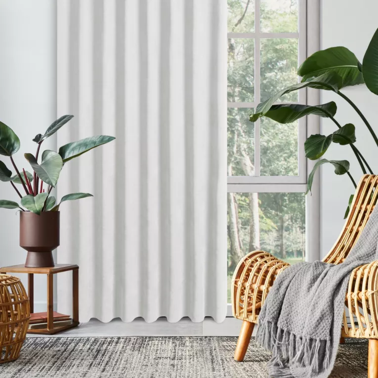 Zasłona biała z tkaniny welurowej 70x240 cm szerokość po zmarszczeniu flex 1:2 Dora