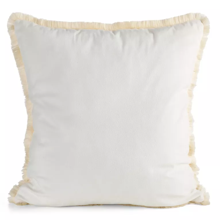 Poszewka na poduszkę 45x45 cm z ozdobnymi frędzlami kremowa AMY