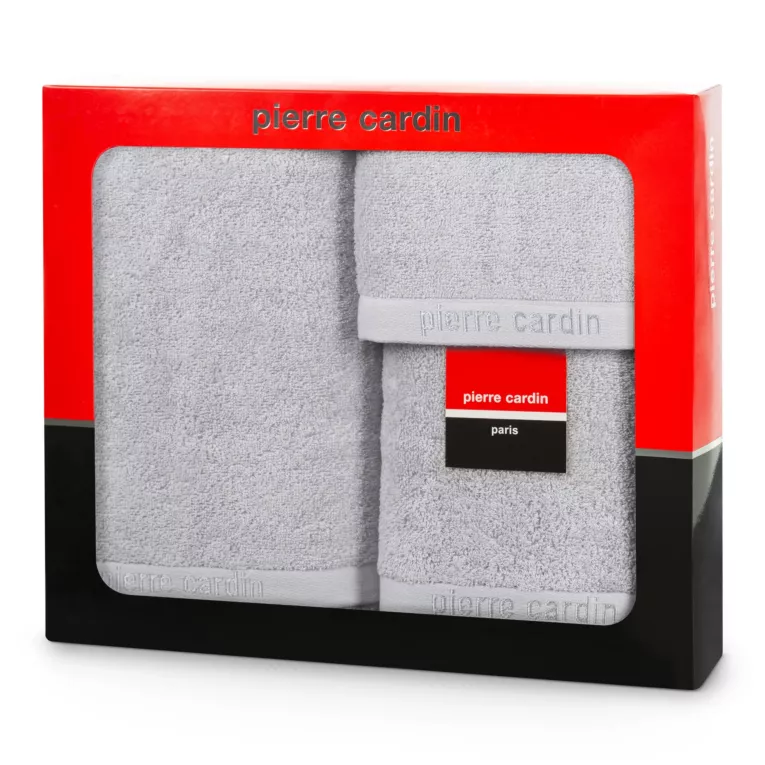 Zestaw ręczników bawełnianych na prezent 3 szt kolor srebrny 430 g/m2 EVI Pierre Cardin