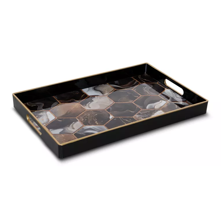 Prostokątna taca dekoracyjna DOMI z geometrycznym nadrukiem