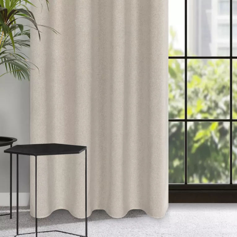 Zasłona beżowa o luźnym splocie w stylu cottage core 140x250 cm przelotka - LIDIA