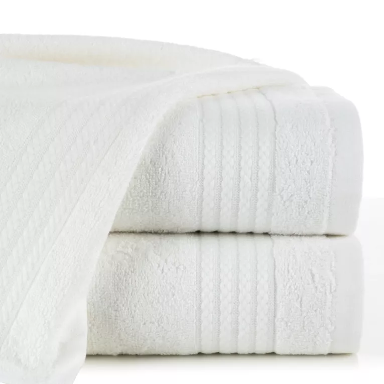 Ręcznik do rąk 30x50 cm bawełniany kolor kremowy zdobiony błyszczącą bordiurą 550 g/m2 LARIS