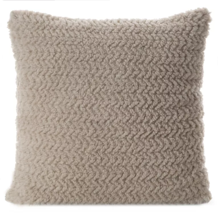 Poszewka na poduszkę 45x45 cm beżowa, kremowa z miękkiej tkaniny z dodatkiem błyszczącej nici LARIS