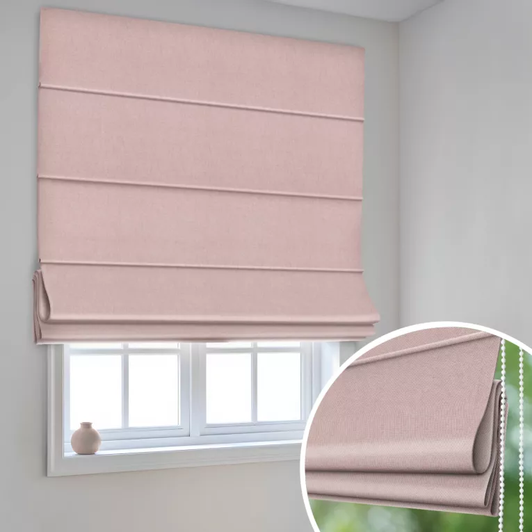 Roleta rzymska ciemnoróżowa z miękkiej tkaniny o welurowej strukturze