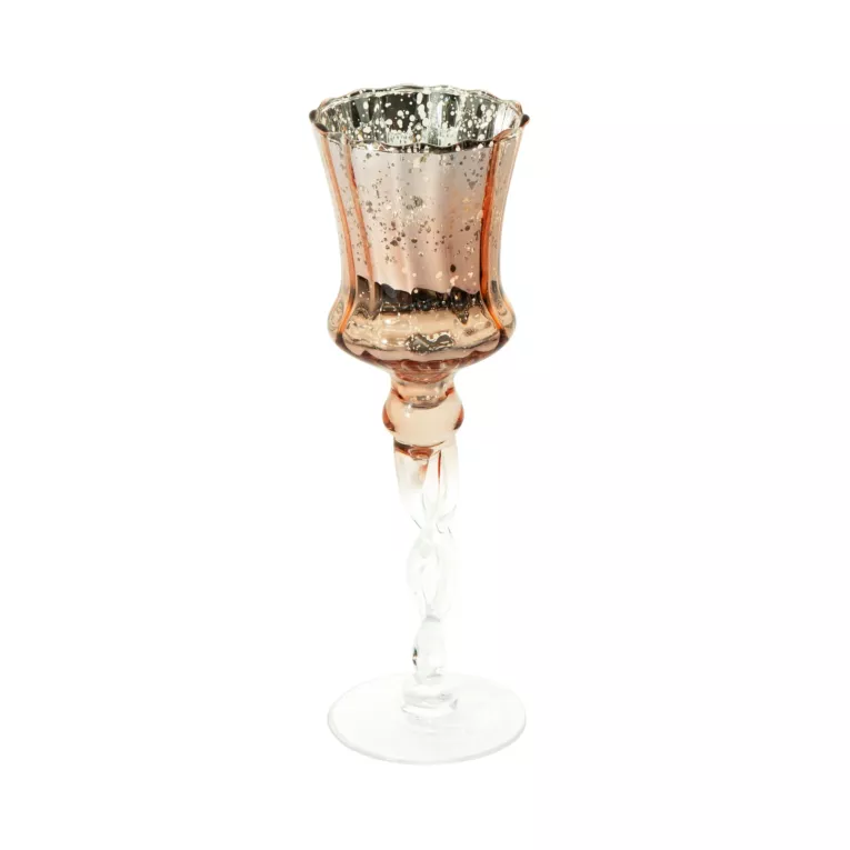 Świecznik bankietowy szklany CLARE na wysmukłej nóżce o marmurkowej strukturze