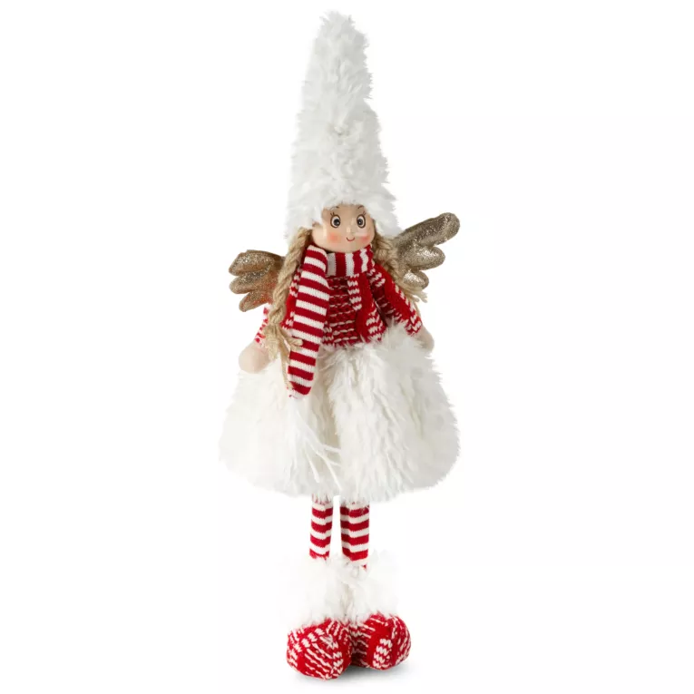 Figurka świąteczna lalka elf w zimowym stroju stojąca