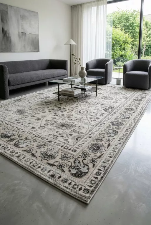 Dywan 140x190 cm beżowo, brązowy zdobiony roślinnym wzorem VIANA