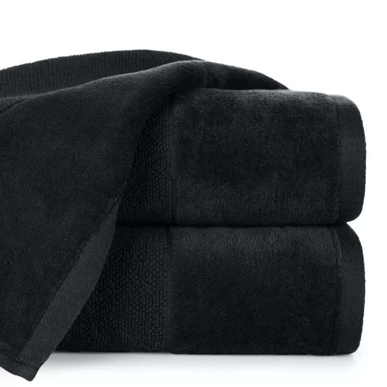 Ręcznik do rąk 30x50 cm bawełniany kolor czarny zdobiony welwetową bordiurą  500 g/m2 FERO