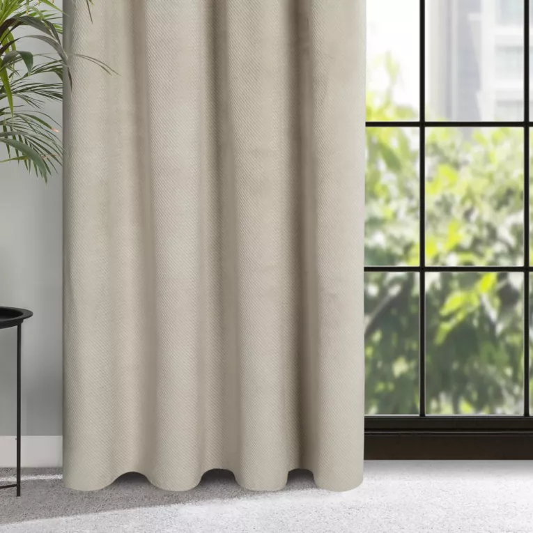 Zasłona beżowa z wytłaczanego welwetu 140x300 cm taśma - ELIZA