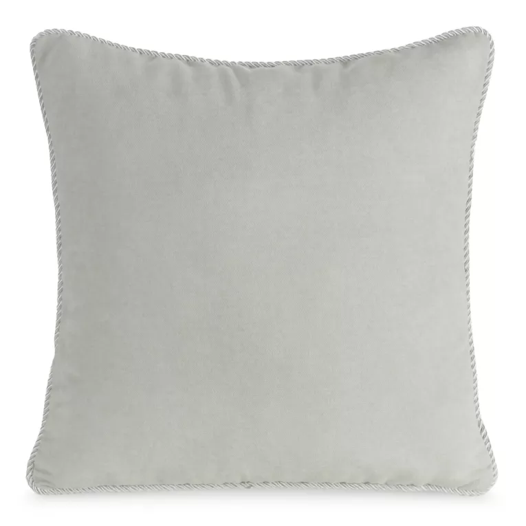 Poszewka na poduszkę 45x45 cm kremowa z welwetu zdobiona ozdobnym sznurem na brzegach BEA