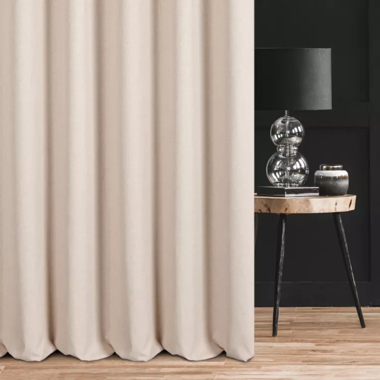 Zasłona szyta na taśmie 5 cm naturalna z tkaniny obiciowej z efektem melanżu