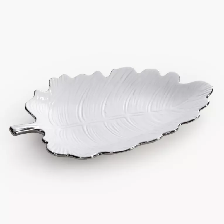 Patera dekoracyjna z glinki ceramicznej w kształcie liścia ALMA 1