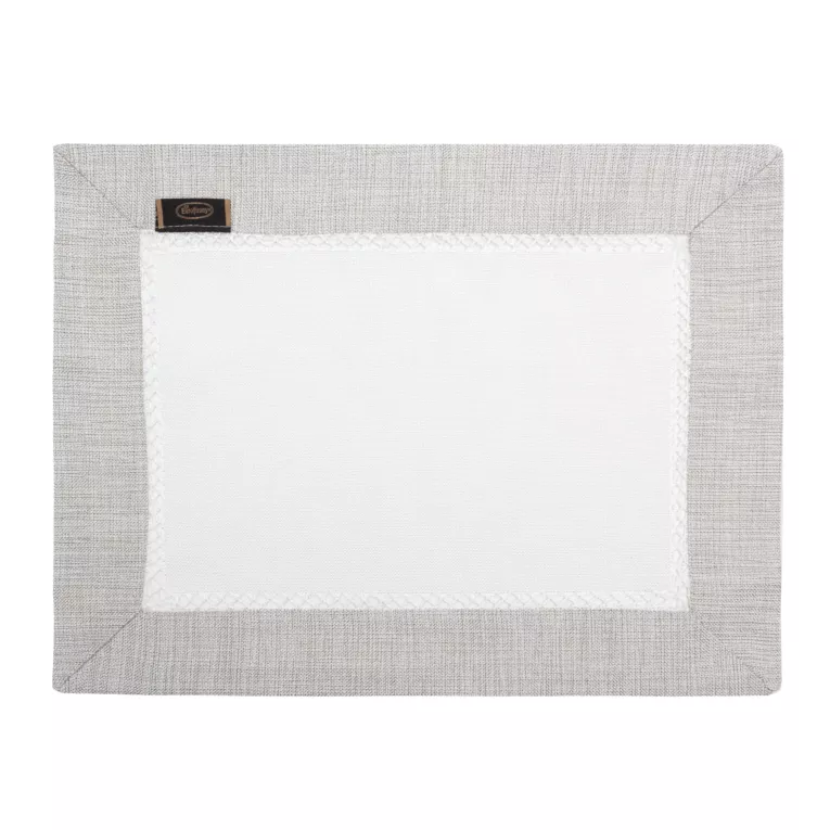 Komplet serwet 4 szt biało, srebrny 30x40 cm EMMA z mereżką i ozdobną listwą 4 szt