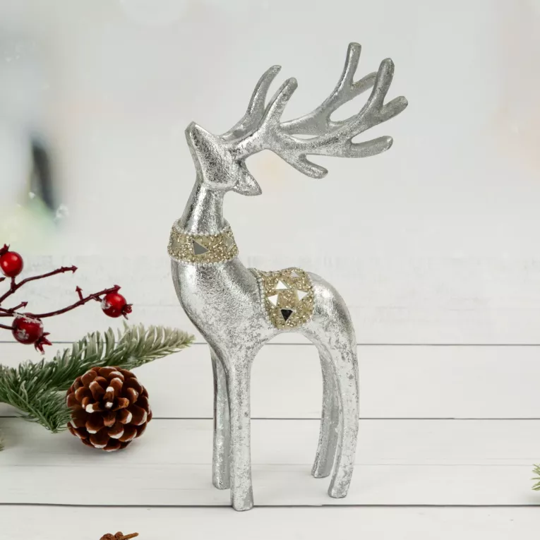 Figurka świąteczna RENIFER z dodatkami lśniących koralików oraz kryształów