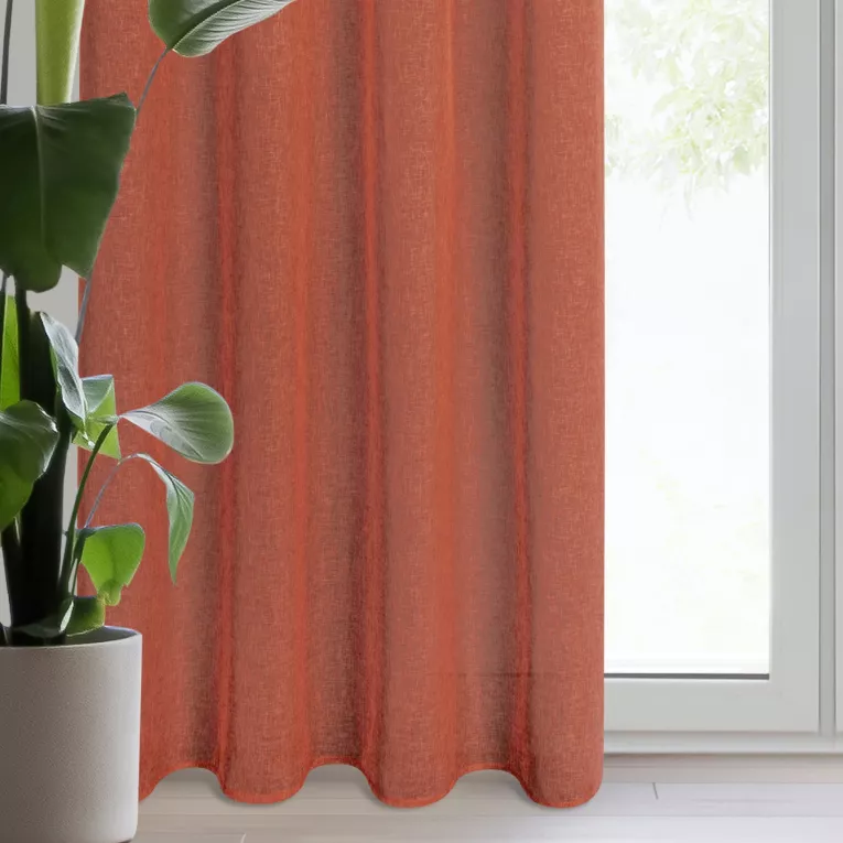 Zasłona ruda o strukturze deszczyku z etaminy 140x250 cm przelotka - ANGELIKA